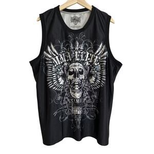 MMA Elite Y2K Stamina Sleeveless Jersey Skull Wings Mens XL Black UFC